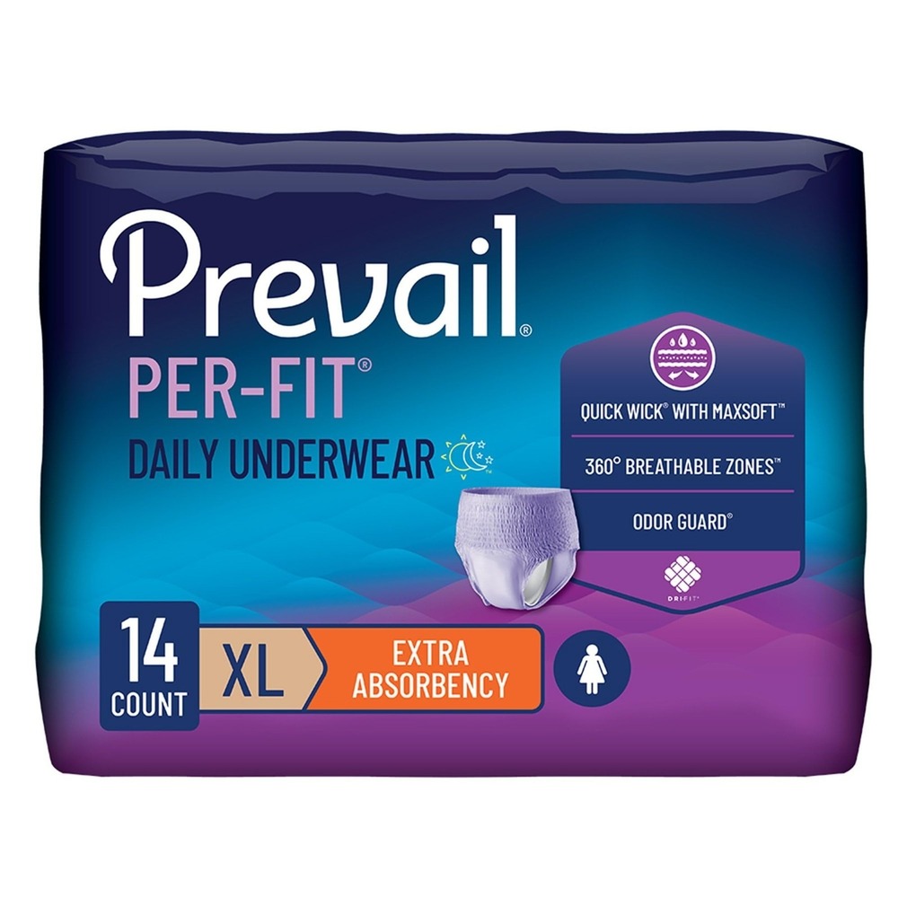 Prevail Per-Fit Daily Underwear for Women, Incontinence, Disposable, Size XL NEW